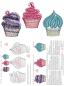 Preview: 268 Klöppelbrief „3 Cupcakes“ Heidelbeere, Himbeere und Minze
