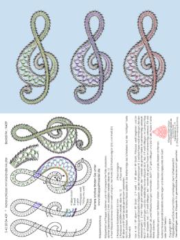 439 Klöppelbrief "Notenschlüssel" mit Mailänder Muster