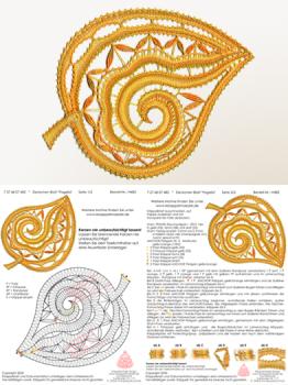 482 Klöppelbrief Deckchen Blatt "Pagelia"