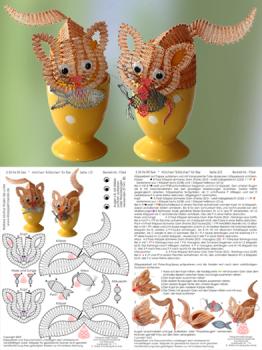 564 Klöppelbrief Hütchen „Kätzchen" für Eier