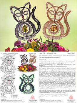 580 Klöppelbrief  Blumenstecker „Katze"