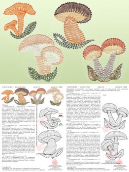 583 Klöppelbrief 4 Motive "Pilze"