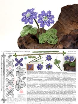 605 Klöppelbrief "Leberblümchen"   -   Blümchen in 3D-Optik
