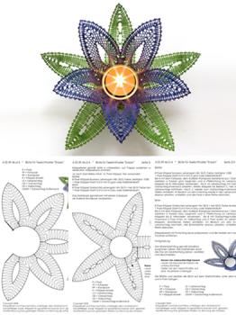 614 Klöppelbrief Blüte "Enzian" für Teelichthalter