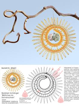 621 Bastelset "Blättchen im Sonnenschein" - Sonne-Klöppelbrief mit 8 bunten Acryl-Blättchen