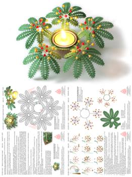 622 Klöppelbrief  Blätter für Teelichthalter "Aralie"