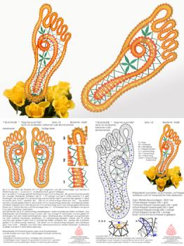658 Klöppelbrief "Zeigt her eure Füße" - Motiv für Grußkarten, Keilrahmen oder Blumenstecker