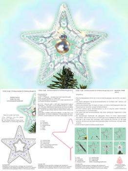 668 Klöppelbrief Christbaumspitze "Sternenzauber" passend zum Baumbehang für Christbaumkugeln / Spiegelbeeren bis 2,5 cm