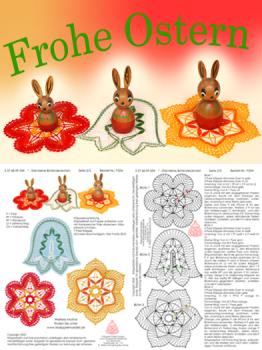 535 Bastelset "Drei kleine Blütendeckchen" mit drei Vintage-Hasen