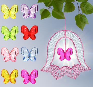 Preview: 603 Bastelset "Schmetterlings-Glöckchen" - Glöcken-Klöppelbrief mit 8 bunten Acryl-Schmetterlingen