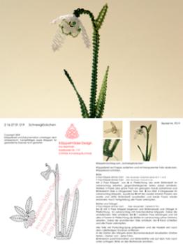 019 Klöppelbrief "Schneeglöckchen" - Blümchen in 3D-Optik