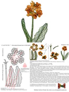 272 Klöppelbrief "Himmelschlüsselchen"  -   Blümchen in 3D-Optik