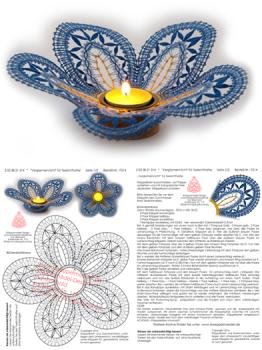 314 Klöppelbrief "Vergissmeinnicht" - Blüte für Teelichthalter