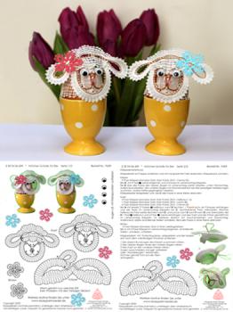 459 Klöppelbrief Hütchen „Schafe" für Eier