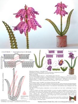 501 Klöppelbrief "Hasenglöckchen"   -   Blümchen in 3D-Optik
