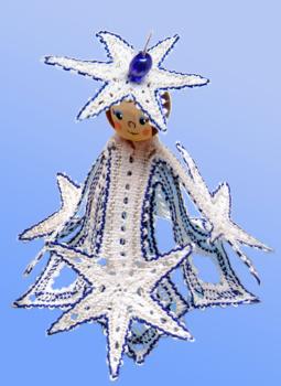 Preview: 225 Klöppelbrief Wintersternchen "Schneekristall" ohne Holzköpfchen