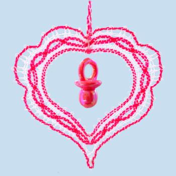 P089 Zubehörset Geschenk-Anhänger „Mädchen“ - 2 Acryl Schnuller in rosa