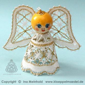 Preview: 420 Bastelset "Sternchen-Engel" mit handbemalten Holzköpfchen gold