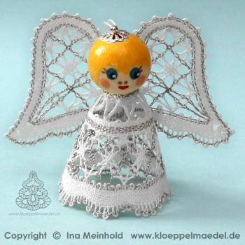 P104 Zubehörset "Sternchen-Engel" mit handbemalten Holzköpfchen silber