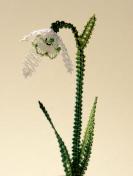 Preview: 019 Klöppelbrief "Schneeglöckchen" - Blümchen in 3D-Optik