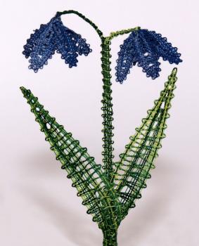 Preview: 226 Klöppelbrief "Blaustern - Scilla"  -   Blümchen in 3D-Optik