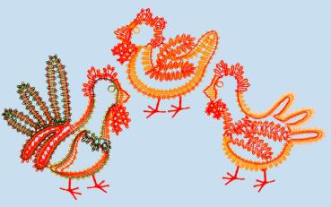 Preview: 241 Klöppelbrief „Hühnerfamilie“