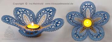 Preview: 314 Klöppelbrief "Vergissmeinnicht" - Blüte für Teelichthalter