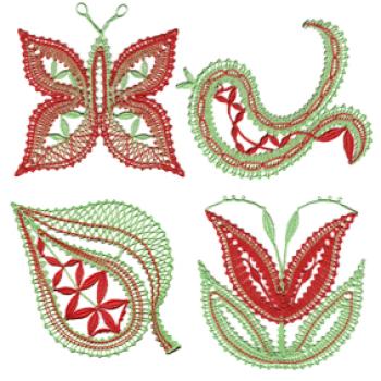 Preview: 318 Klöppelbrief 4 Motive „Frühling"