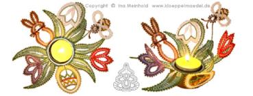 Preview: 357 Klöppelbrief „Frühlingskranz" für Holz-Teelichthalter