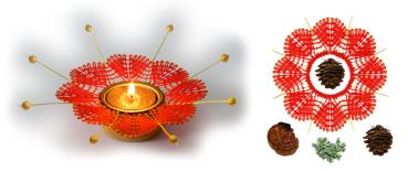 Preview: 384 Klöppelbrief Teelichthalter und Anhänger "Fächerkranz"