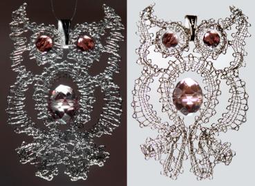 Preview: 227 Klöppelschmuck Bastelset „Funkel-Eule"