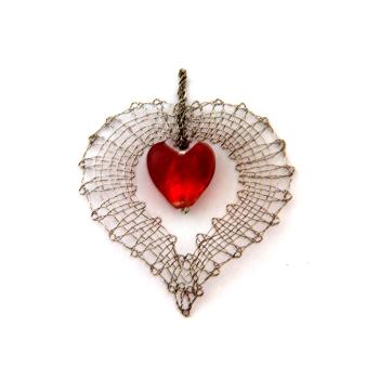 Preview: 242 Klöppelschmuck Bastelset „Herz für Mutti“