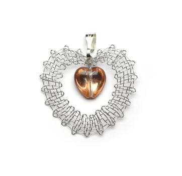 Preview: 280 Klöppelschmuck Bastelset  „Kristallherz“ kupferfarben