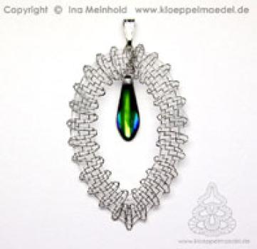 Preview: 329 Klöppelschmuck Bastelset  „Dagger“ grün verspiegelt