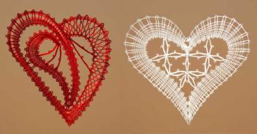 Preview: 122 Klöppelbrief "2 Herzmotive"