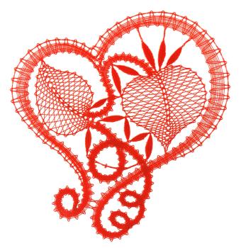 Preview: 274 Klöppelbrief  Großes Hochzeitsherz „Blätter“