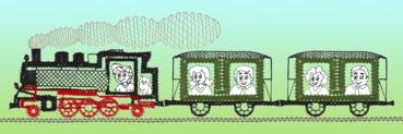 Preview: 343 Klöppelbrief  „Bim, bim, bim, die Eisenbahn…" Zug für Passbilder