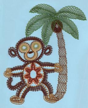 Preview: 360 Klöppelbrief Affe - „Wo ist meine Kokosnuss"