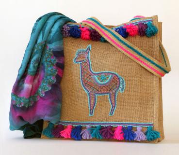 Preview: 408 Klöppelbrief "Lama - Alpaka" mit Anleitung zum Verzieren der Tasche