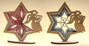 Preview: 151 Klöppelbrief "2 Klöppeleinsätze für Rahmen Stern mit Engel"