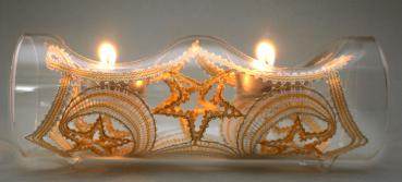 Preview: 340 Klöppelbrief 3D- Einsatz "Mond und Sterne" für Glasleuchter