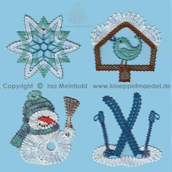 Preview: 347 Klöppelbrief 4 Motive „Winter"