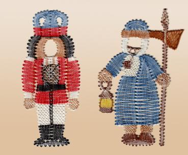 Preview: 417 Klöppelbrief 2 Motive Erzgebirgsweihnacht  "Nussknacker und Räuchermann"