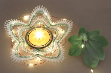 667 Klöppelbrief  Blüte „Christrose“ für Teelichthalter