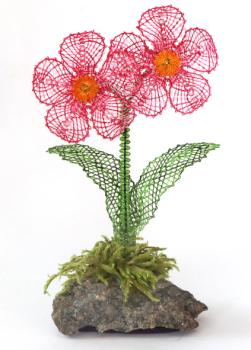 Preview: 584 Klöppelbrief "Primel"  -   Blümchen in 3D-Optik