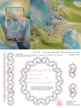 051 Klöppelbrief Schmuck-Anhänger+Armband+Ohrringe "Perlenwelle"