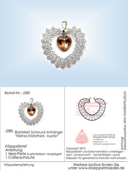 280 Klöppelschmuck Bastelset  „Kristallherz“ kupferfarben