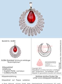 304 Klöppelschmuck Bastelset  „Rubintröpfchen“