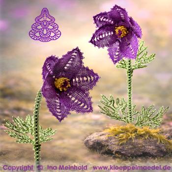 Preview: 677 Klöppelbrief "Kuhschelle"   -   Blümchen in 3D-Optik