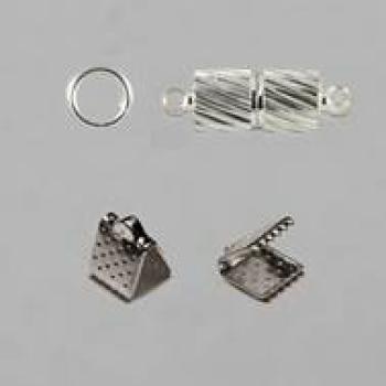 M017 Set Magnetverschluss + 2 Krampen 6x6mm + 2 Spaltringe klein - Einzelteile